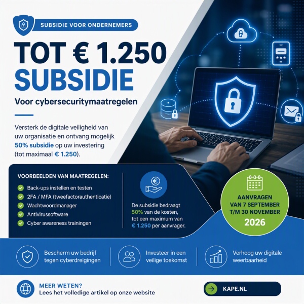 Tot € 1.250 subsidie voor het verbeteren van uw cyberveiligheid